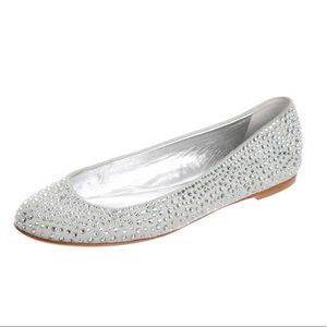 Giuseppe Zanotti embellished suede silver flats